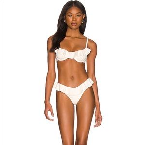 Ruffle Delilah Bikini Bottom in Off White Size Small